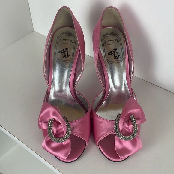 Jinny Kim Pink Satin D'Orsay Pumps 37 - Picture 1 of 16